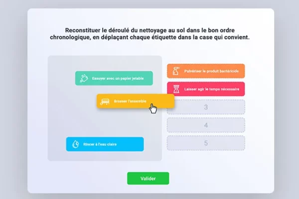 Un quiz cliqué glissé sur une interface web